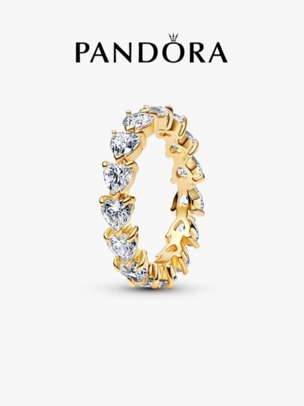 Pandora Band of Clear Hearts Ring